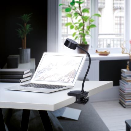 LED Hämardatav paindlik laetav laualamp klambriga LED/2W/1800 mAh 3000/4000/6500K must