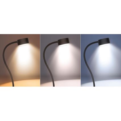LED Hämardatav paindlik laetav laualamp klambriga LED/2W/1800 mAh 3000/4000/6500K must