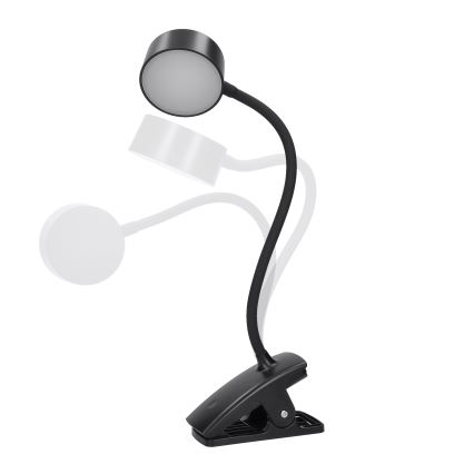 LED Hämardatav paindlik laetav laualamp klambriga LED/2W/1800 mAh 3000/4000/6500K must