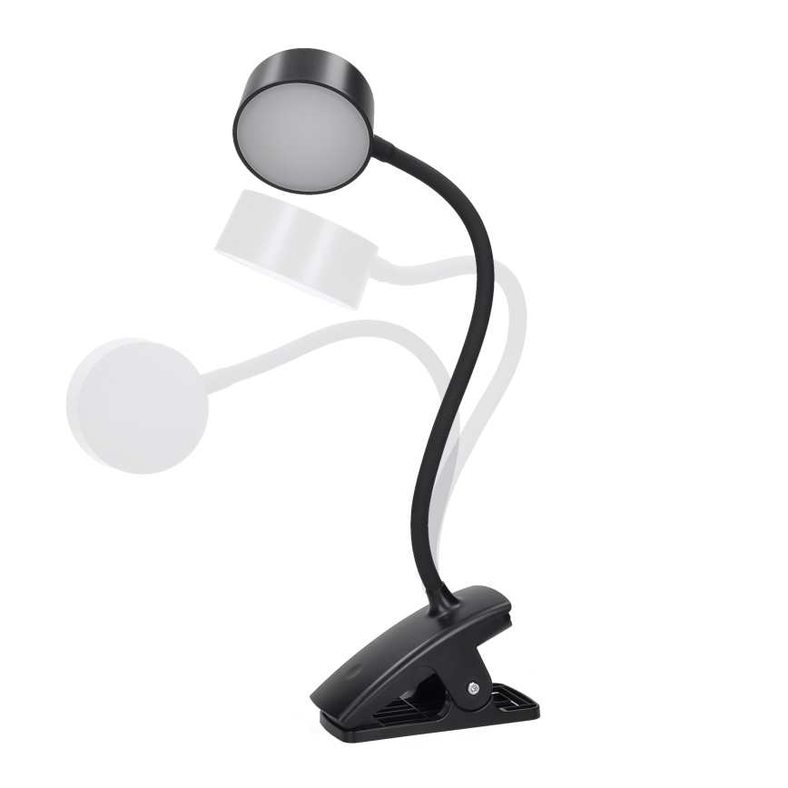 LED Hämardatav paindlik laetav laualamp klambriga LED/2W/1800 mAh 3000/4000/6500K must