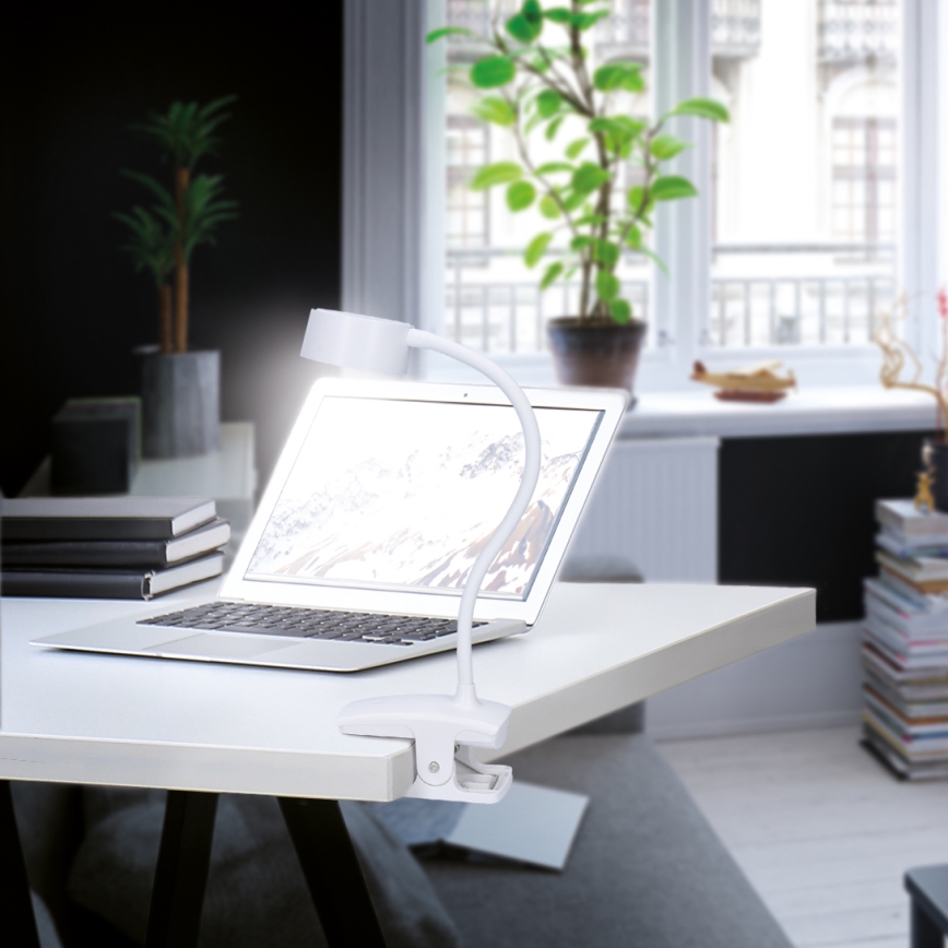 LED Hämardatav paindlik laetav laualamp klambriga LED/2W/1800 mAh 3000/4000/6500K valge