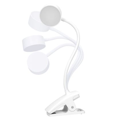 LED Hämardatav paindlik laetav laualamp klambriga LED/2W/1800 mAh 3000/4000/6500K valge