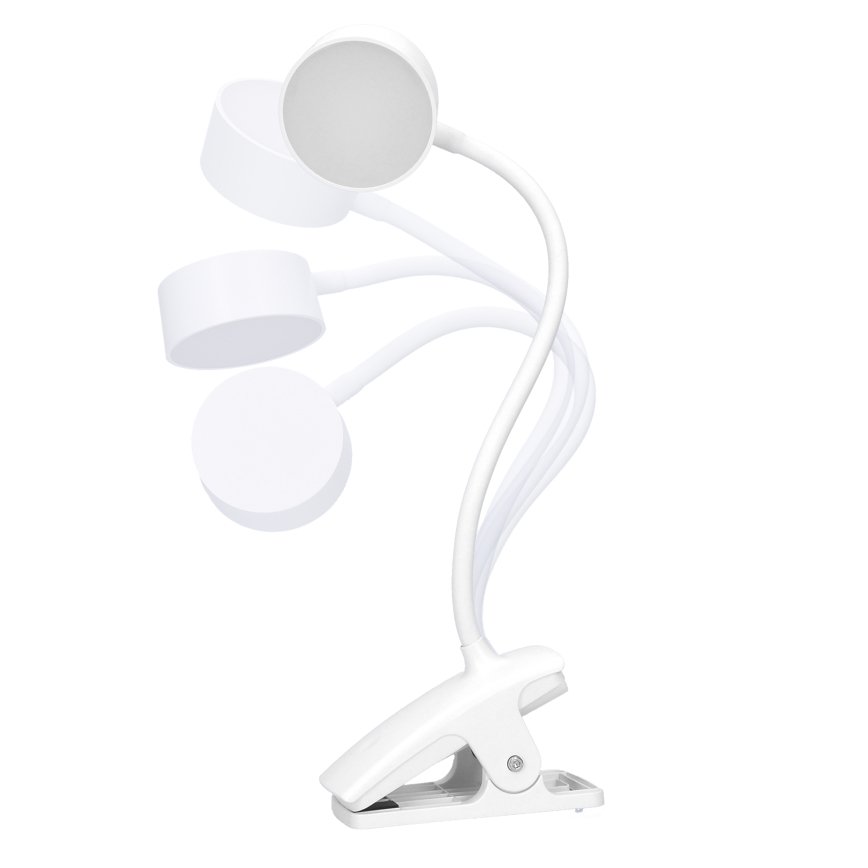 LED Hämardatav paindlik laetav laualamp klambriga LED/2W/1800 mAh 3000/4000/6500K valge