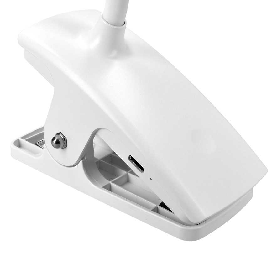 LED Hämardatav paindlik laetav laualamp klambriga LED/2W/1800 mAh 3000/4000/6500K valge