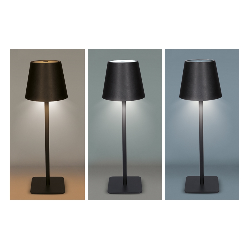 Hämardatav, laetav puutetundlik laualamp LUCCA LED/3,7V 3000/4000/6500K 2000 mAh must