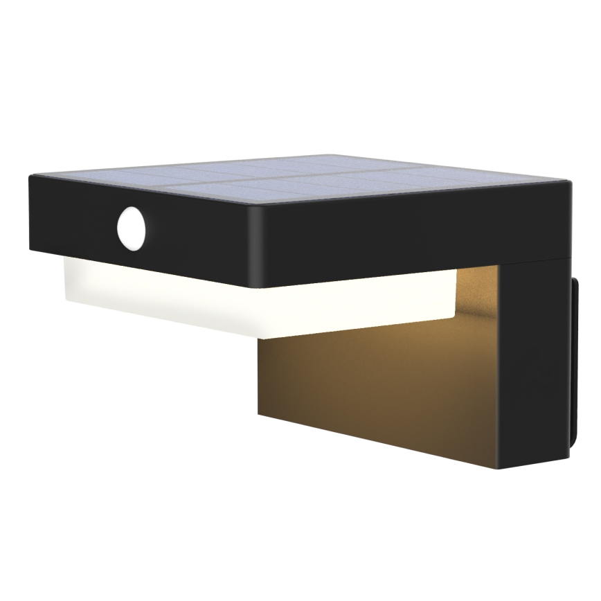 LED Päikesepaneeliga seinavalgusti liikumis- ja hämarusanduriga PALERMO LED/5W/2000 mAh IP54 must