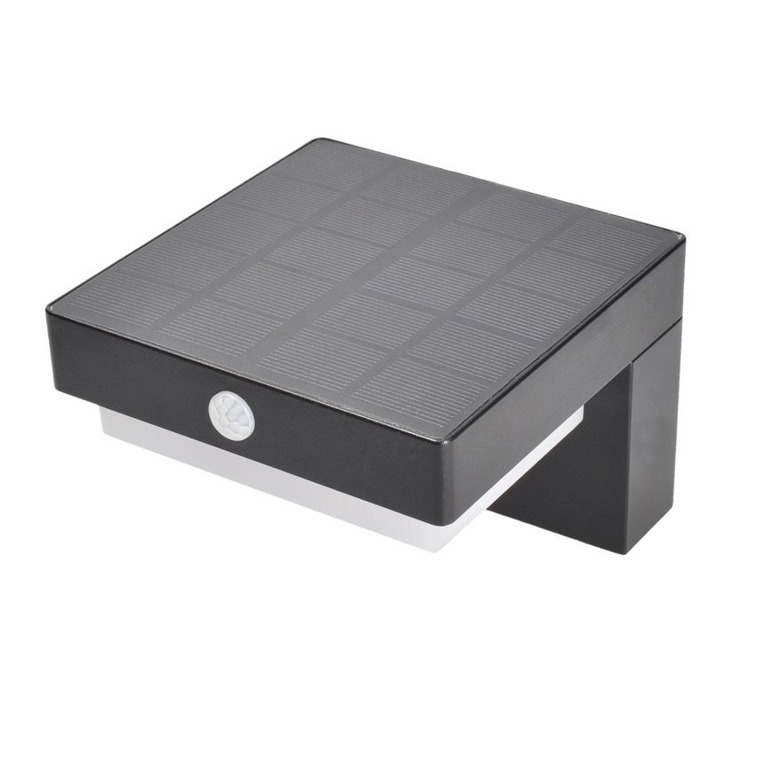 LED Päikesepaneeliga seinavalgusti liikumis- ja hämarusanduriga PALERMO LED/5W/2000 mAh IP54 must