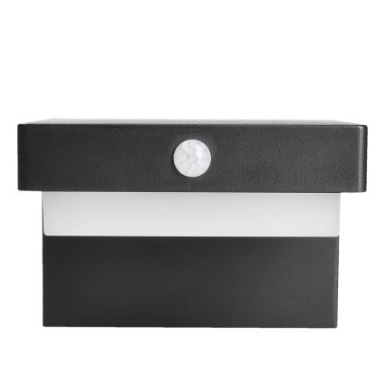 LED Päikesepaneeliga seinavalgusti liikumis- ja hämarusanduriga PALERMO LED/5W/2000 mAh IP54 must