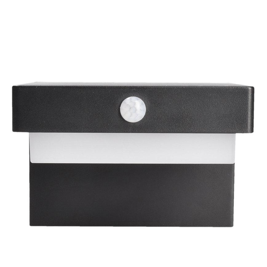 LED Päikesepaneeliga seinavalgusti liikumis- ja hämarusanduriga PALERMO LED/5W/2000 mAh IP54 must
