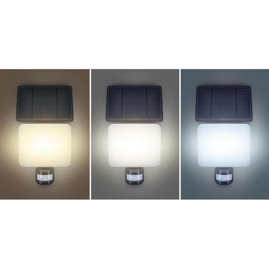 LED Päikesepaneeliga prožektor koos liikumisanduriga LED/11W/3,7V 4400mAh 3000K/4000K/6500K IP54