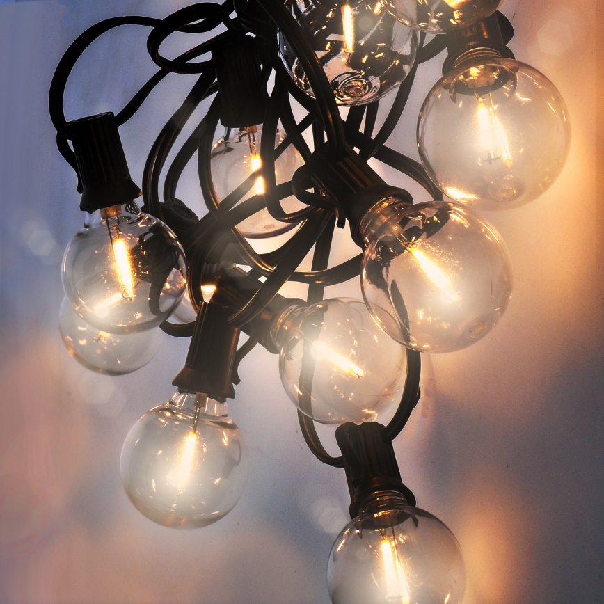 LED väljas kasutatav dekoratiivne valguskett GIRLANDA 25xE12 20m IP44 soe valge