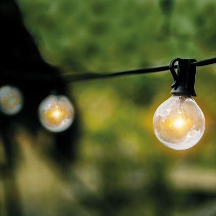 LED väljas kasutatav dekoratiivne valguskett GIRLANDA 25xE12 20m IP44 soe valge