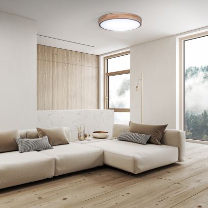 Hämardatav LED-laelamp IRON OAK LED/48W/230V 3000-6500K tamm, läbimõõt 40 cm + kaugjuhtimispult