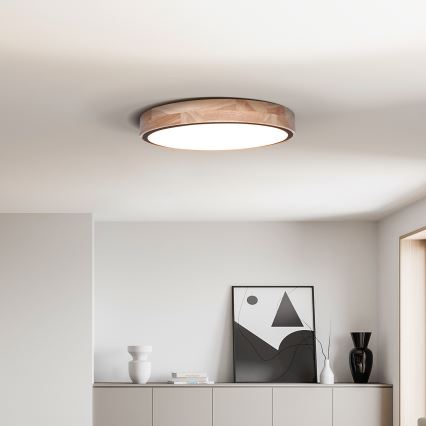 Hämardatav LED-laelamp IRON OAK LED/48W/230V 3000-6500K tamm, läbimõõt 40 cm + kaugjuhtimispult