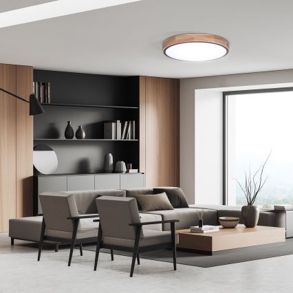 Hämardatav LED-laelamp IRON OAK LED/48W/230V 3000-6500K tamm, läbimõõt 40 cm + kaugjuhtimispult