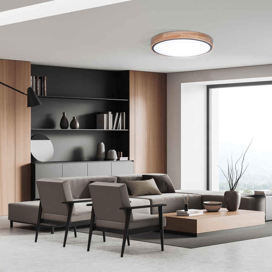 Hämardatav LED-laelamp IRON OAK LED/48W/230V 3000-6500K tamm, läbimõõt 40 cm + kaugjuhtimispult