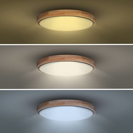 Hämardatav LED-laelamp IRON OAK LED/48W/230V 3000-6500K tamm, läbimõõt 40 cm + kaugjuhtimispult