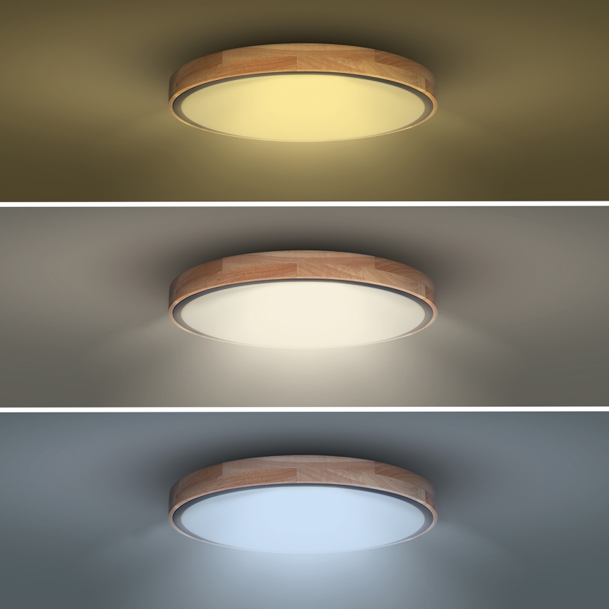 Hämardatav LED-laelamp IRON OAK LED/48W/230V 3000-6500K tamm, läbimõõt 40 cm + kaugjuhtimispult