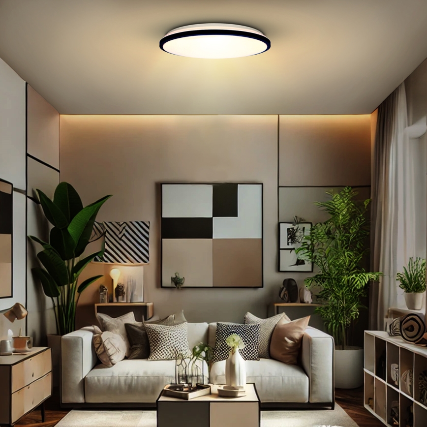 LED Hämardatav laevalgusti JAMIL LED/48W/230V 3000-6500K must + kaugjuhtimispult