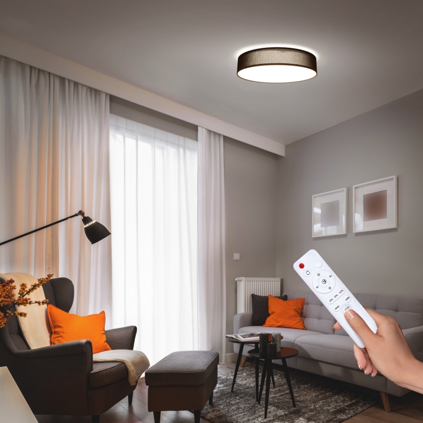 LED Hämardatav laevalgusti PENLEY LED/48W/230V 3000-6500K d. 40 cm must + kaugjuhtimispult