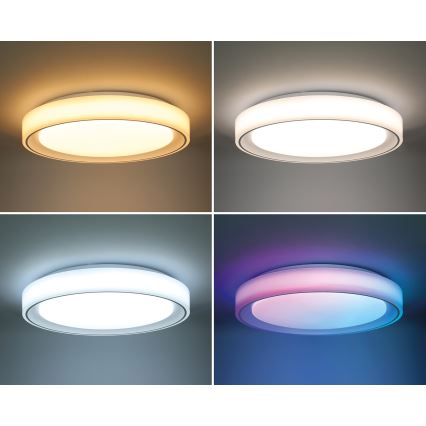 RGB LED Hämardatav laevalgusti FLOCO LED/30W/230V 3000-6500K + RGB/6W d. 40cm + kaugjuhtimispult