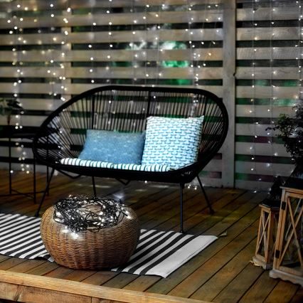 LED välistingimuste valgusnöör, 100 LED / 8 režiimi, IP44, 13 m, külmvalge
