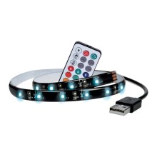 Soligth WM504 - KOMPLEKT 2x LED RGB Riba TV puldiga IP65 LED/USB 50cm