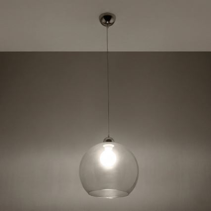 Ripplamp BALL, 1xE27/15W/230V, Ø30 cm, läbipaistev / läikiv kroom