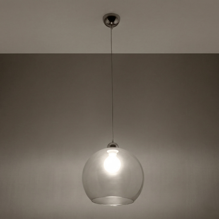 Ripplamp BALL, 1xE27/15W/230V, Ø30 cm, läbipaistev / läikiv kroom