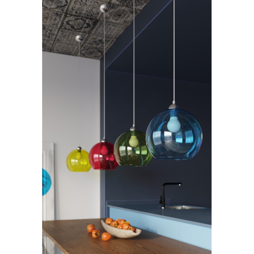 Ripplamp BALL, 1xE27/15W/230V, Ø30 cm, läbipaistev / läikiv kroom