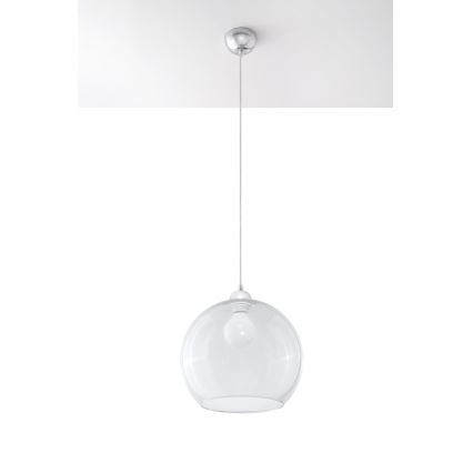 Ripplamp BALL, 1xE27/15W/230V, Ø30 cm, läbipaistev / läikiv kroom