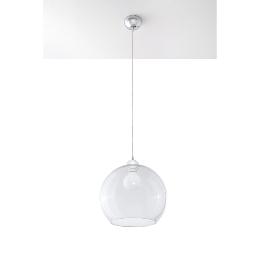 Ripplamp BALL, 1xE27/15W/230V, Ø30 cm, läbipaistev / läikiv kroom
