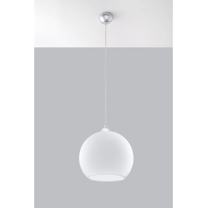 Kaabliga ripplamp BALL 1xE27/15W/230V Ø 30 cm valge/läikiv kroom