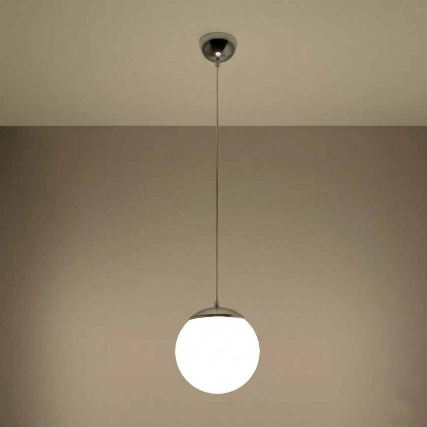 Ripatslamp kaabliga UGO 1xE27/15W/230V Ø 20 cm valge/läikiv kroom