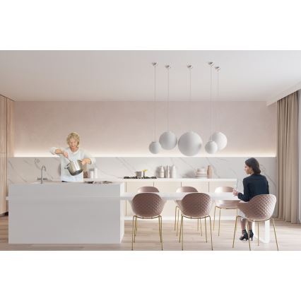 Ripatslamp kaabliga UGO 1xE27/15W/230V Ø 20 cm valge/läikiv kroom