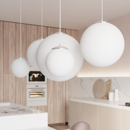 Ripatslamp kaabliga UGO 1xE27/15W/230V Ø 20 cm valge/läikiv kroom