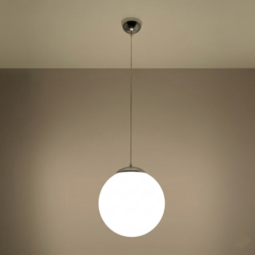 Rippvalgusti kaabliga UGO 1xE27/15W/230V, läbimõõt 30 cm, valge/läikiv kroom