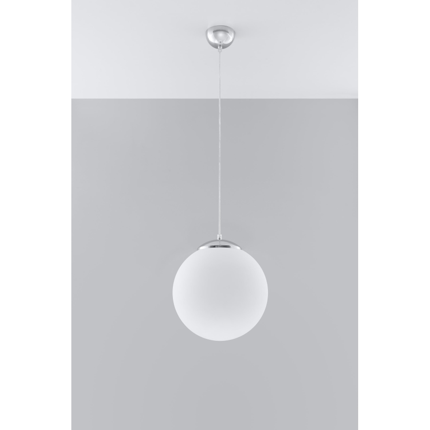Rippvalgusti kaabliga UGO 1xE27/15W/230V, läbimõõt 30 cm, valge/läikiv kroom