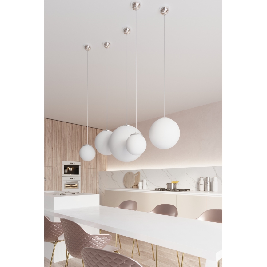UGO ripplamp kaablil 1xE27/15W/230V Ø 40 cm valge/läikiv kroom