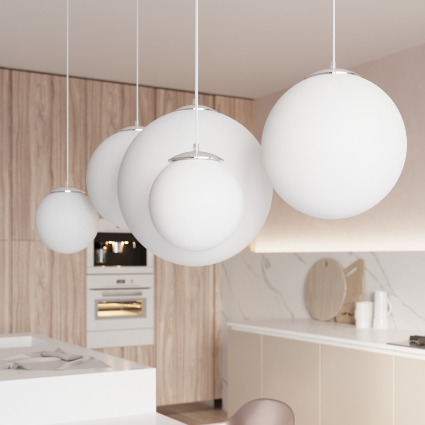 UGO ripplamp kaablil 1xE27/15W/230V Ø 40 cm valge/läikiv kroom