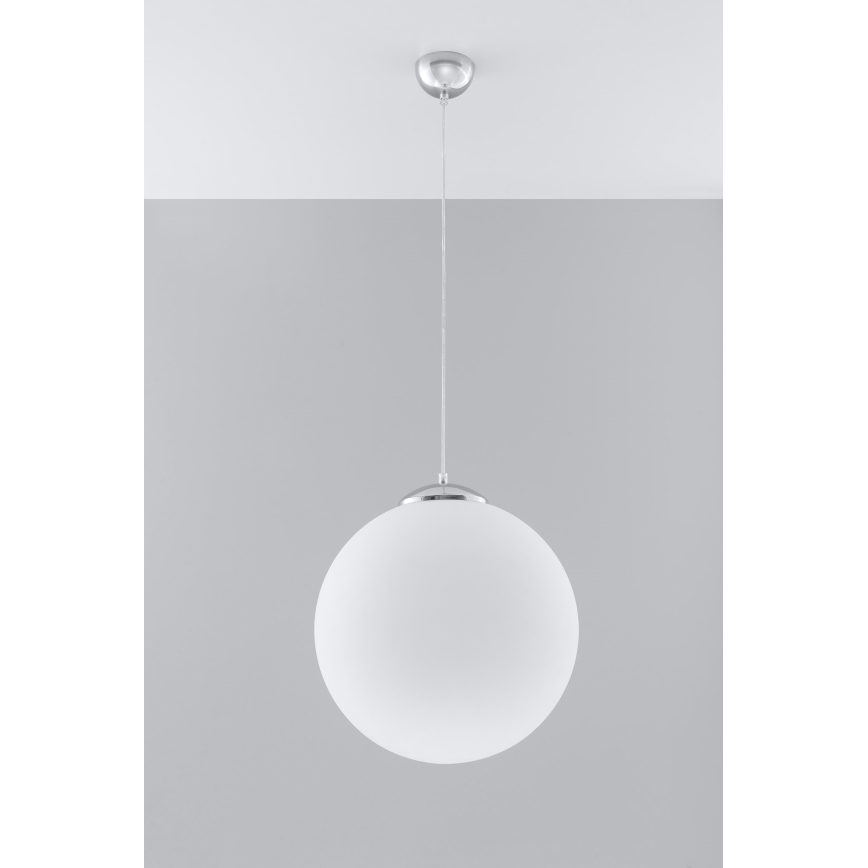 UGO ripplamp kaablil 1xE27/15W/230V Ø 40 cm valge/läikiv kroom