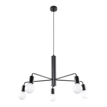 Sollux SL.0304 - Nööriga lühter DUOMO 5 5xE27/60W/230V must