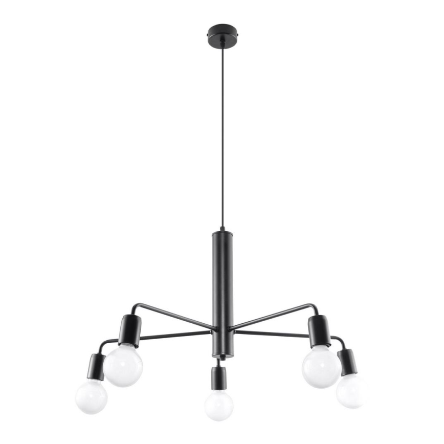 Sollux SL.0304 - Nööriga lühter DUOMO 5 5xE27/60W/230V must