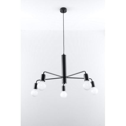 Sollux SL.0304 - Nööriga lühter DUOMO 5 5xE27/60W/230V must