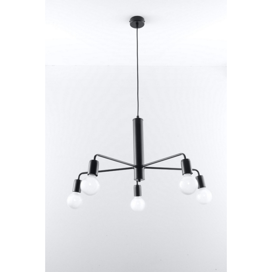 Sollux SL.0304 - Nööriga lühter DUOMO 5 5xE27/60W/230V must