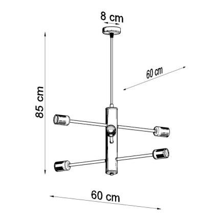 Sollux SL.0305 - Lühter DUOMO 6 6xE27/60W/230V must