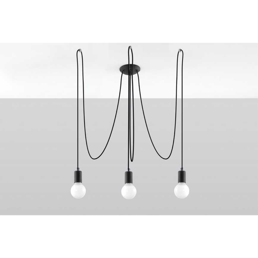 Lühter EDISON 3 3xE27/60W/230V ämblik must