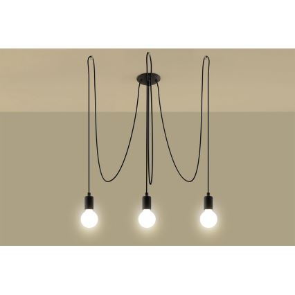 Lühter EDISON 3 3xE27/60W/230V ämblik must