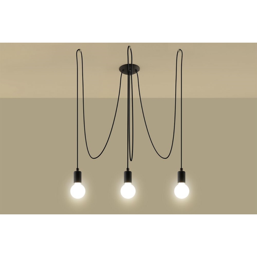 Lühter EDISON 3 3xE27/60W/230V ämblik must
