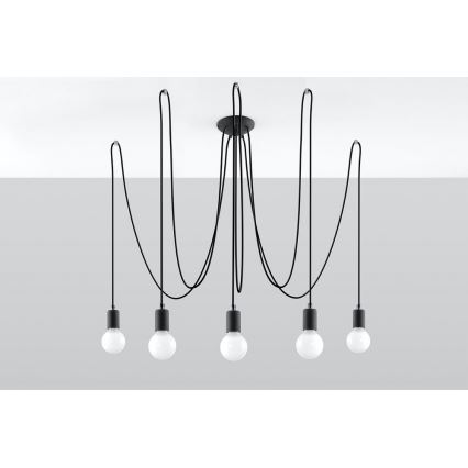 Lühter EDISON 5 5xE27/60W/230V ämblik must
